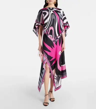 Pucci Stella asymmetric silk midi skirt | Thumbnail 2