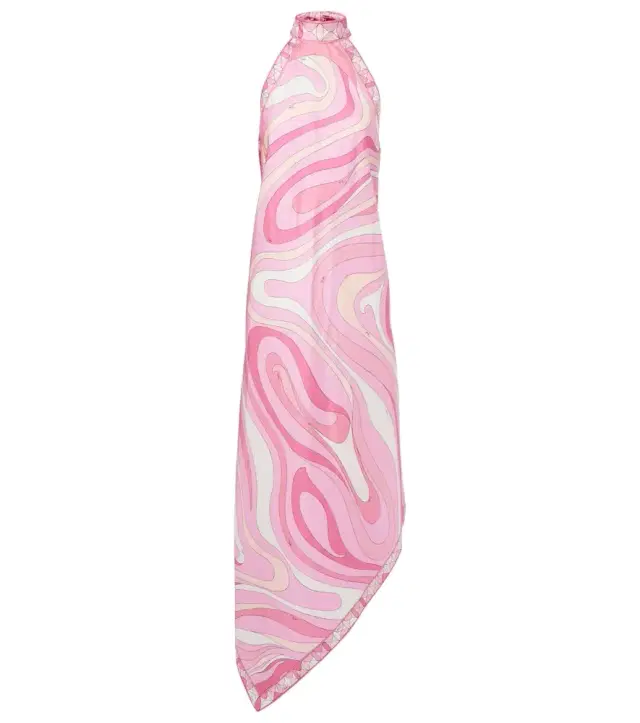 Marmo asymmetric silk maxi dress