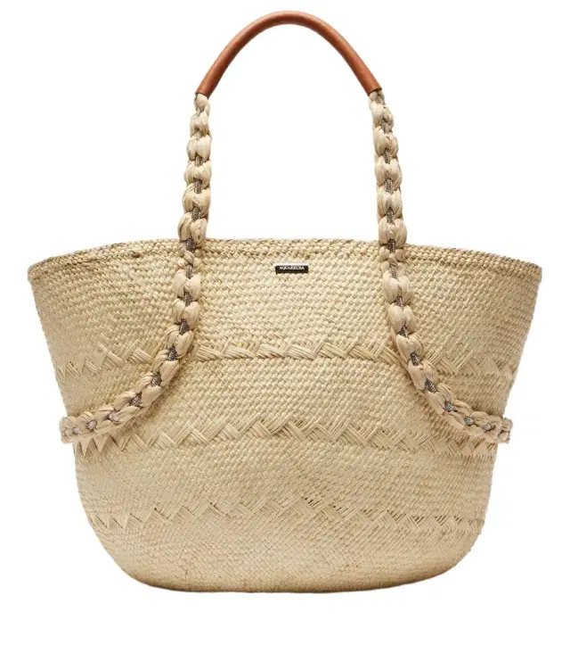 Aquazzura Isla raffia tote bag