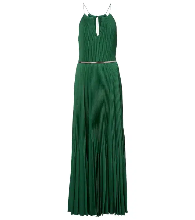 Max Mara Gersa plissé sablé georgette gown