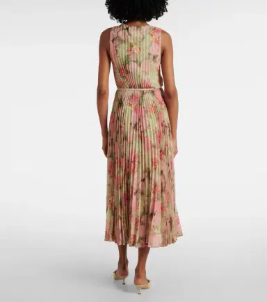 Max Mara Floral plissé georgette midi dress | Thumbnail 2