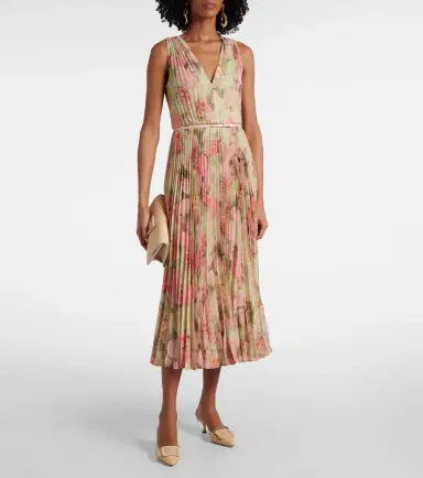 Max Mara Floral plissé georgette midi dress | Thumbnail 3