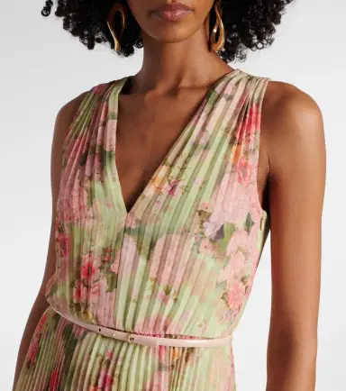 Max Mara Floral plissé georgette midi dress | Thumbnail 4