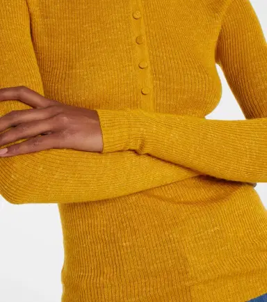 Gabriela Hearst Anges Knit Henley in Antelope Orange Cashmere Silk with Hemp | Thumbnail 5 Gabriela Hearst Anges Knit Henley in Antelope Orange Cashmere Silk with Hemp | Thumbnail 5