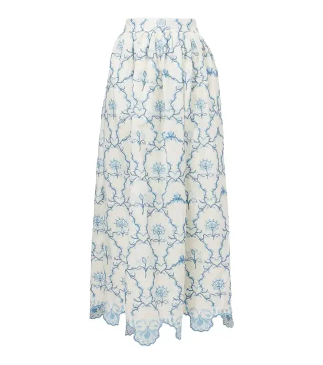 Agua by Agua Bendita Tangelo floral linen maxi skirt