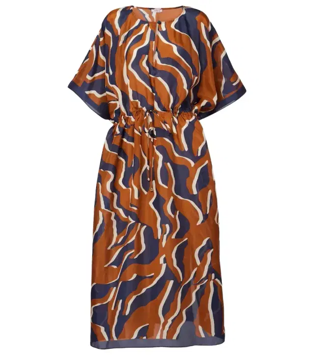 Eres Archipel printed gathered silk kaftan