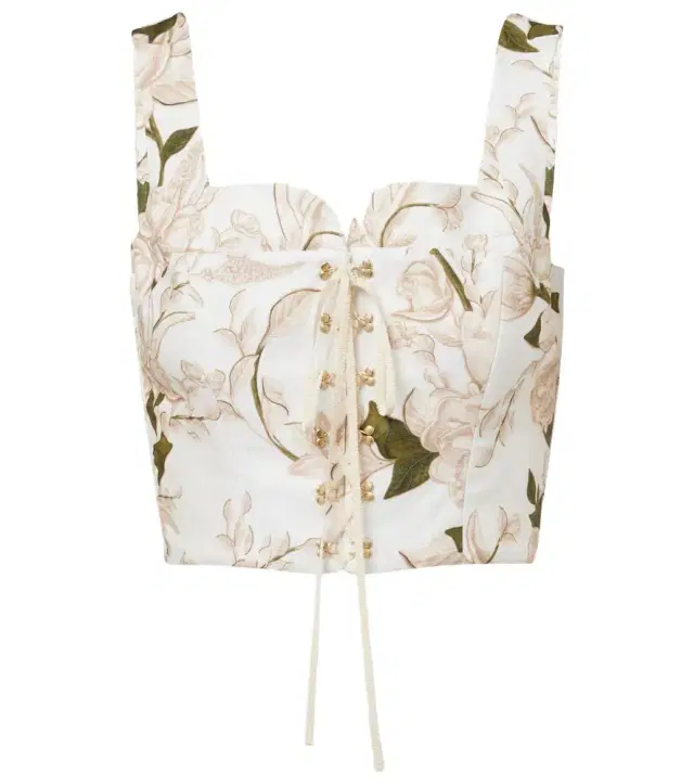 Agua by Agua Bendita Reserva Gardenia floral linen crop top
