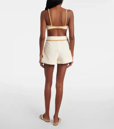 ADRIANA DEGREAS Colorblocked cotton-blend terry shorts | Thumbnail 2