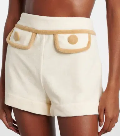 ADRIANA DEGREAS Colorblocked cotton-blend terry shorts | Thumbnail 4