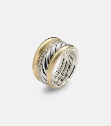 David Yurman DY Mercer 18kt gold and sterling silver ring with diamonds | Thumbnail 4