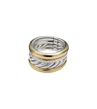 David Yurman DY Mercer 18kt gold and sterling silver ring with diamonds | Thumbnail 1