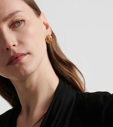 David Yurman DY Crossover 18kt gold hoop earrings with diamonds | Thumbnail 3