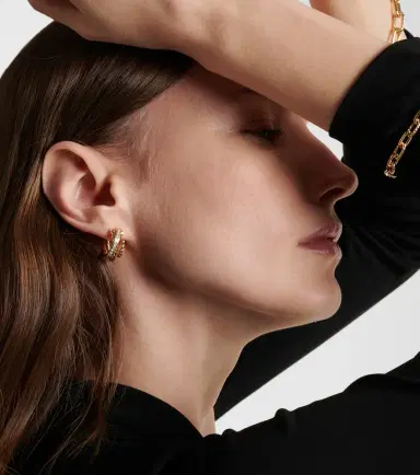 David Yurman DY Crossover 18kt gold hoop earrings with diamonds | Thumbnail 4