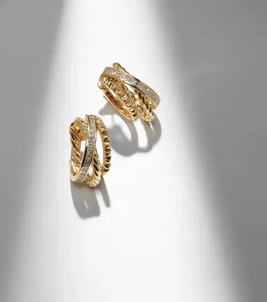 David Yurman DY Crossover 18kt gold hoop earrings with diamonds | Thumbnail 5