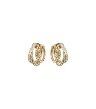 David Yurman DY Crossover 18kt gold hoop earrings with diamonds | Thumbnail 1