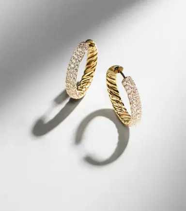 David Yurman DY Mercer 18kt gold hoop earrings with diamonds | Thumbnail 5