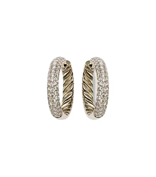 David Yurman DY Mercer 18kt gold hoop earrings with diamonds