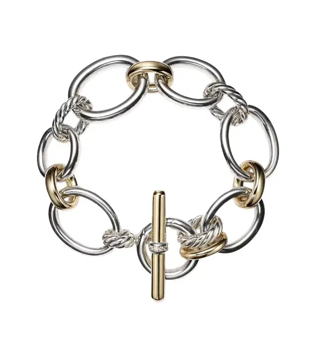 David Yurman DY Mercer 18kt gold and sterling silver chain bracelet with diamonds