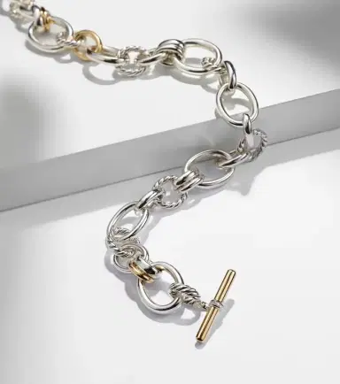 David Yurman DY Mercer sterling silver and 18kt gold chain necklace with diamonds | Thumbnail 3 David Yurman DY Mercer sterling silver and 18kt gold chain necklace with diamonds | Thumbnail 3