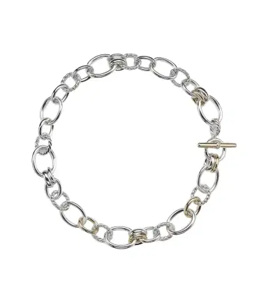David Yurman DY Mercer sterling silver and 18kt gold chain necklace with diamonds | Thumbnail 1 David Yurman DY Mercer sterling silver and 18kt gold chain necklace with diamonds | Thumbnail 1