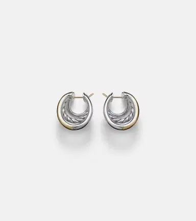 David Yurman DY Mercer 18kt gold and sterling silver hoop earrings with diamonds | Thumbnail 2 David Yurman DY Mercer 18kt gold and sterling silver hoop earrings with diamonds | Thumbnail 2