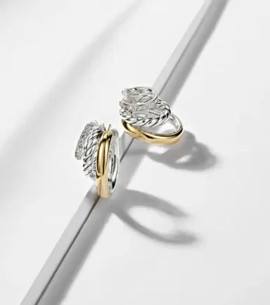 David Yurman DY Mercer 18kt gold and sterling silver hoop earrings with diamonds | Thumbnail 5 David Yurman DY Mercer 18kt gold and sterling silver hoop earrings with diamonds | Thumbnail 5