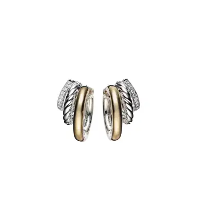 David Yurman DY Mercer 18kt gold and sterling silver hoop earrings with diamonds | Thumbnail 1 David Yurman DY Mercer 18kt gold and sterling silver hoop earrings with diamonds | Thumbnail 1