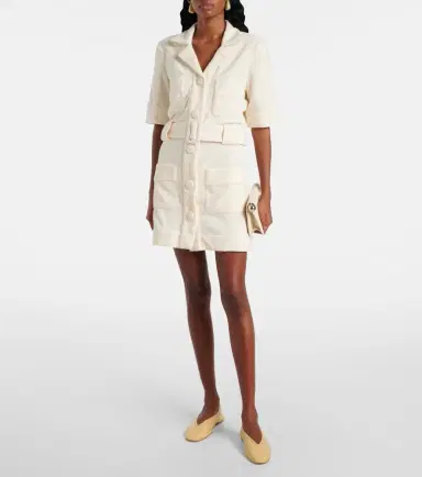 ADRIANA DEGREAS Belted cotton-blend terry minidress | Thumbnail 2