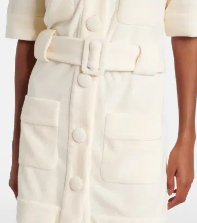 ADRIANA DEGREAS Belted cotton-blend terry minidress | Thumbnail 3