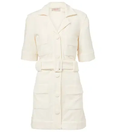 ADRIANA DEGREAS Belted cotton-blend terry minidress | Thumbnail 1