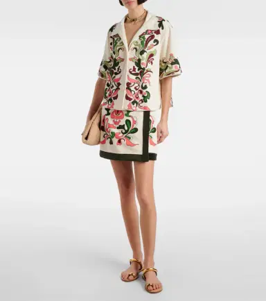 ADRIANA DEGREAS Inamorata cotton-blend bowling shirt | Thumbnail 2