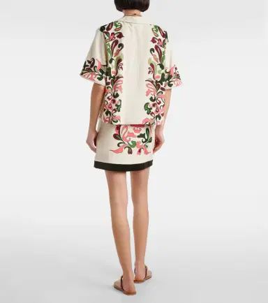 ADRIANA DEGREAS Inamorata cotton-blend bowling shirt | Thumbnail 4