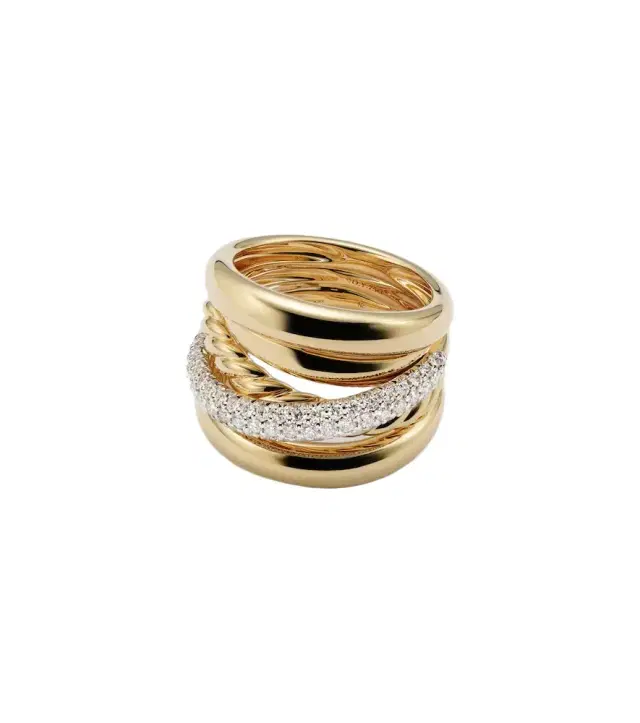 DY Crossover 18kt gold ring with diamonds DY Crossover 18kt gold ring with diamonds