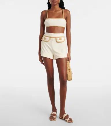 ADRIANA DEGREAS Cotton-blend terry crop top | Thumbnail 2