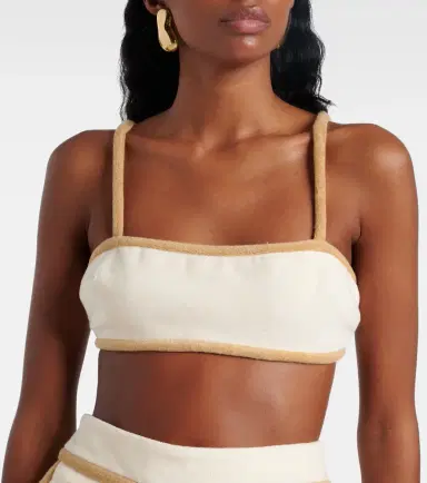 ADRIANA DEGREAS Cotton-blend terry crop top | Thumbnail 3