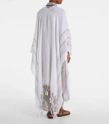 Brunello Cucinelli Fringed linen poncho | Thumbnail 2