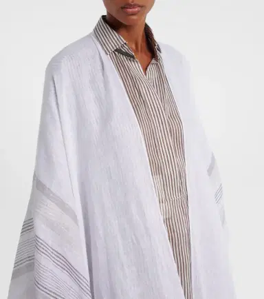 Brunello Cucinelli Fringed linen poncho | Thumbnail 3