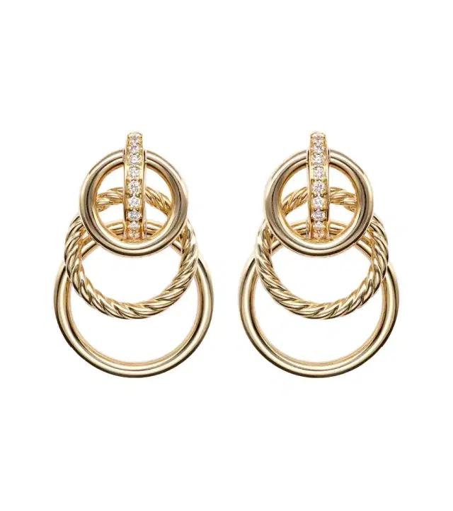 David Yurman DY Mercer Triple 18kt gold earrings with diamonds