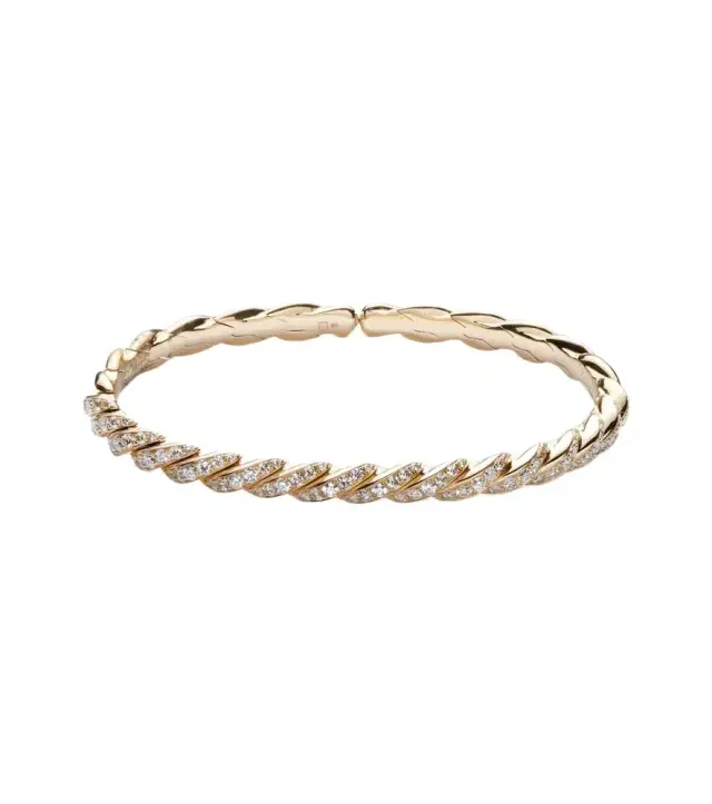 Sculpted Cable Flex 18kt gold bracelet with diamonds