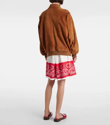 Miu Miu Logo suede blouson jacket | Thumbnail 4 Miu Miu Logo suede blouson jacket | Thumbnail 4