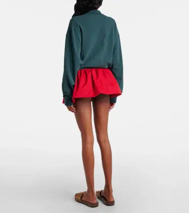 Miu Miu Gathered cotton poplin miniskirt | Thumbnail 3
