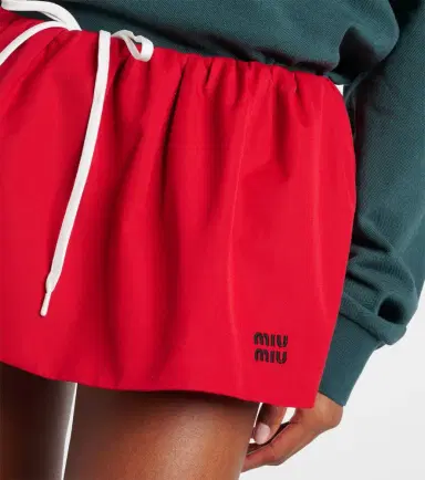 Miu Miu Gathered cotton poplin miniskirt | Thumbnail 4