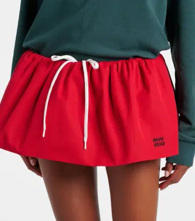 Miu Miu Gathered cotton poplin miniskirt | Thumbnail 5