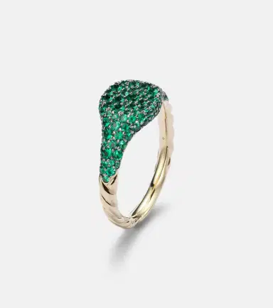David Yurman Petite Pavé 18kt gold pinky ring with emeralds | Thumbnail 2