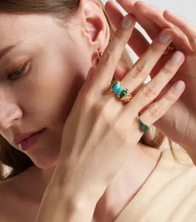 David Yurman Petite Pavé 18kt gold pinky ring with emeralds | Thumbnail 4