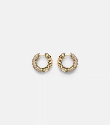 David Yurman Sculpted Cable 18kt gold hoop earrings with diamonds | Thumbnail 2 David Yurman Sculpted Cable 18kt gold hoop earrings with diamonds | Thumbnail 2