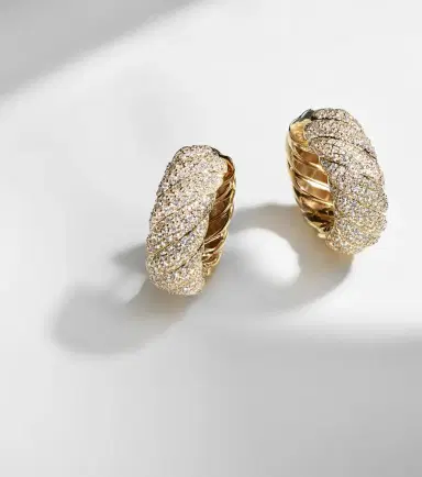 David Yurman Sculpted Cable 18kt gold hoop earrings with diamonds | Thumbnail 5 David Yurman Sculpted Cable 18kt gold hoop earrings with diamonds | Thumbnail 5