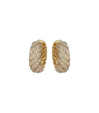 David Yurman Sculpted Cable 18kt gold hoop earrings with diamonds | Thumbnail 1 David Yurman Sculpted Cable 18kt gold hoop earrings with diamonds | Thumbnail 1