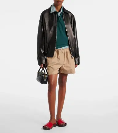 Miu Miu Logo leather jacket | Thumbnail 2