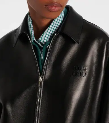 Miu Miu Logo leather jacket | Thumbnail 4